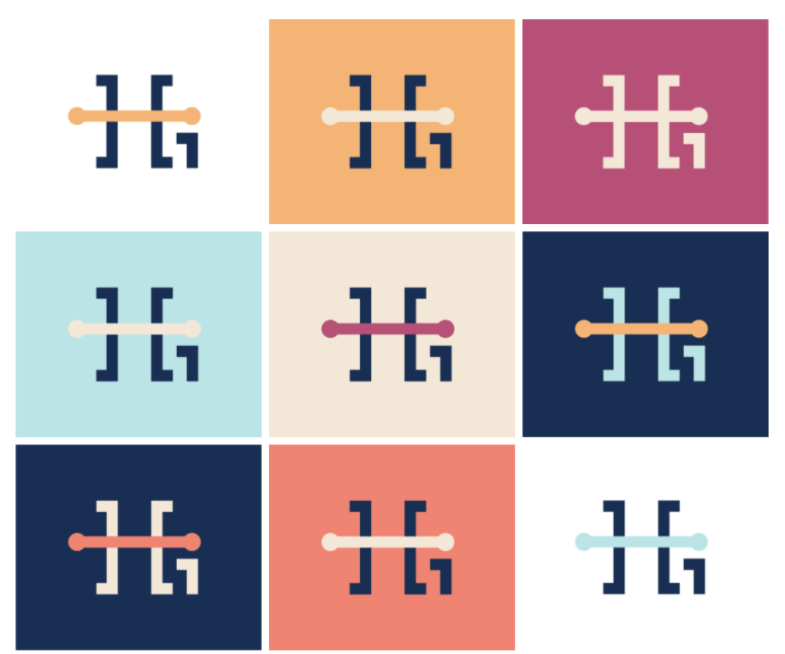 A grid of nine Highland shortened 'Hi's in varying branded color combinations